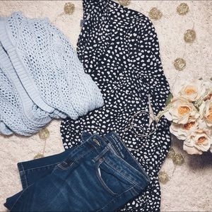 long sleeve heart print dress